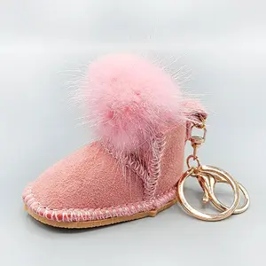 Fur Pom Pom Boot Keychains | K1661