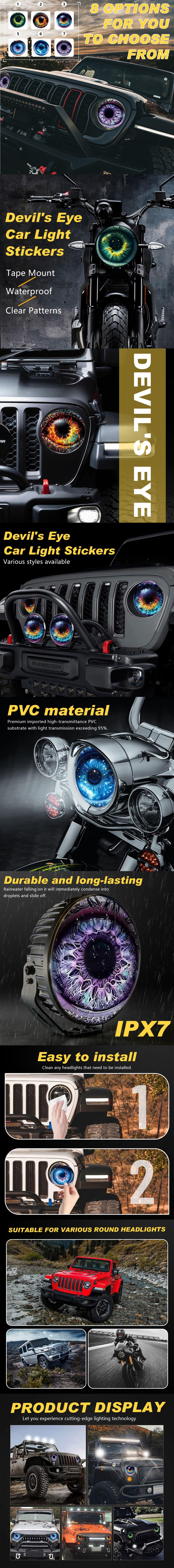 3D Animal Eye Headlight Decals | Universal Reusable Car Light Stickers | Compatible with Plastic, Glass & Ceramic | Front Decoration Kit for All Vehicles Red Aluminum Alloy Fitment Compact 12V Warning Siren Horn Hyundai Toyota Personal Beauty Hair Steamer