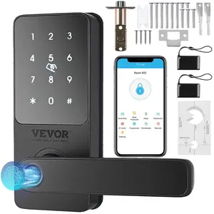 VEVOR Smart Lock, 5-in-1 Smart Door Knob, Fingerprint Deadbolt with App Control, Bluetooth Smart Lock, Keyless Entry Door Lock with Handle, Biometric Door Lock, Keypad Digital Door Lock for Front Door