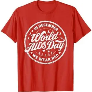 In December We Wear Red World Aids Day 2024 HIV Awareness T-Shirt