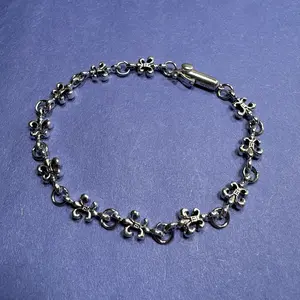 Heavyweight Flower Bracelet Vintage 20cm Unisex Stainless Steel Chain Jewelry with Unique Floral Design for Men and Women