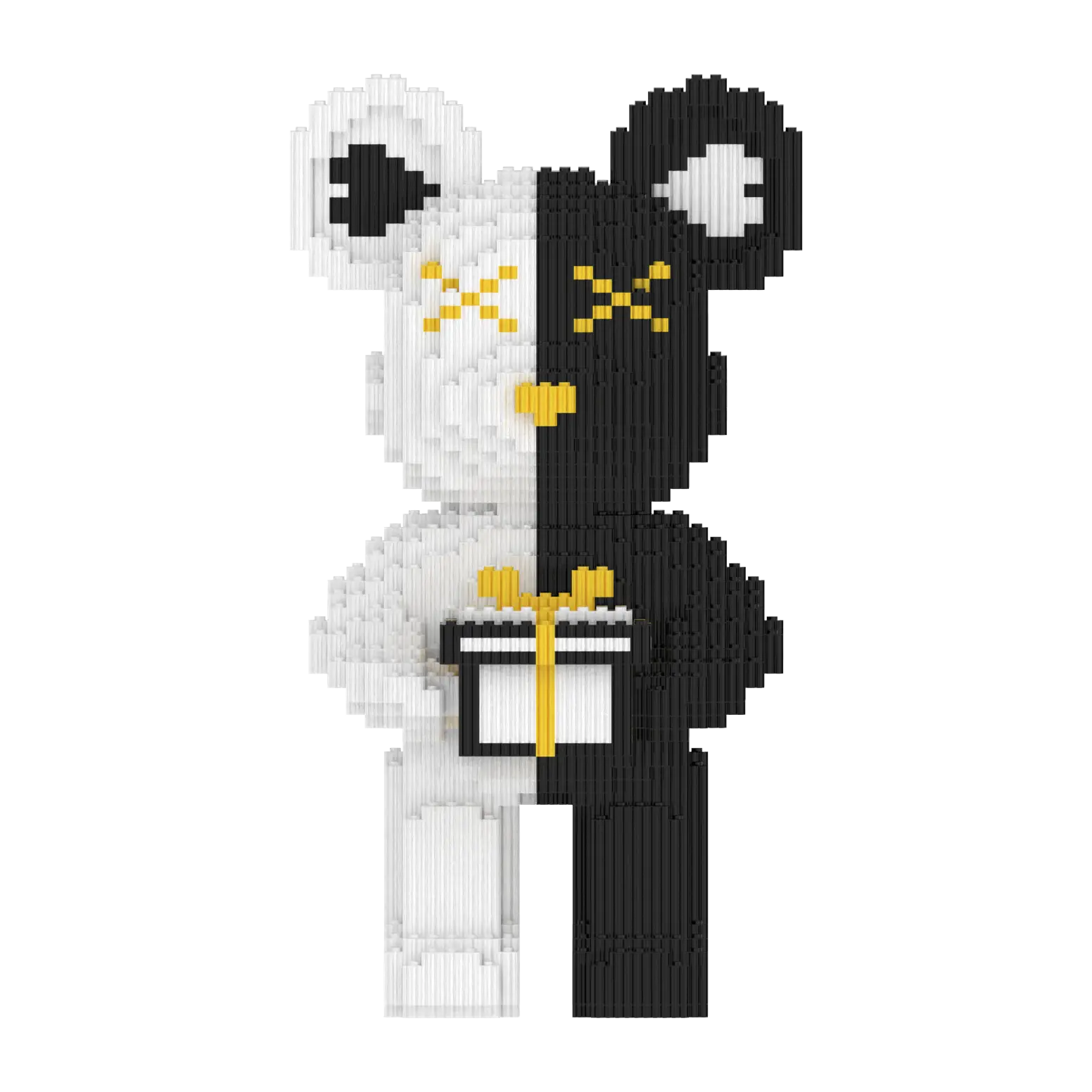 Black & White Bear Building Block Set – 14-inch Gift Bear Micro Building Blocks, suitable for collecting and home decor