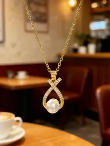 French Elegant Micro-Set Cross Pearl Chain Necklace, Perfect for Daily Wear, Ideal Gift for Mother or Loved Ones, Festive Jewelry