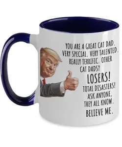 Cat Dad Trump Mug for Cat Dad Gifts for Him, Funny Donald Trump Gift for Cat Dad Mug for Cat Lover Men, Cat Owner Republican Birthday Gifts