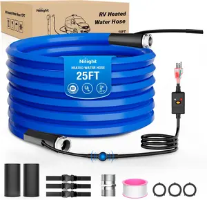 Nilight 25FT Heated Water Hose RV 5/8”Inside Diameter -45°F Freeze Protaction Antifreeze Garden Drinking Hoses with Saving Thermostat and Smart Heat System for Winter Camper Supply Accessories