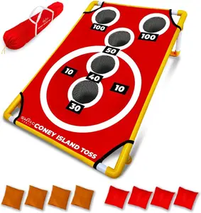 Swooc Games - Coney Island Toss - Arcade Style Cornhole Board Set w/Carrying Case & 15+ Games - Corn Hole Games for Adults - Kids Bean Bag Toss Game - Kids Cornhole Set w/Bags - Outdoor Yard Games