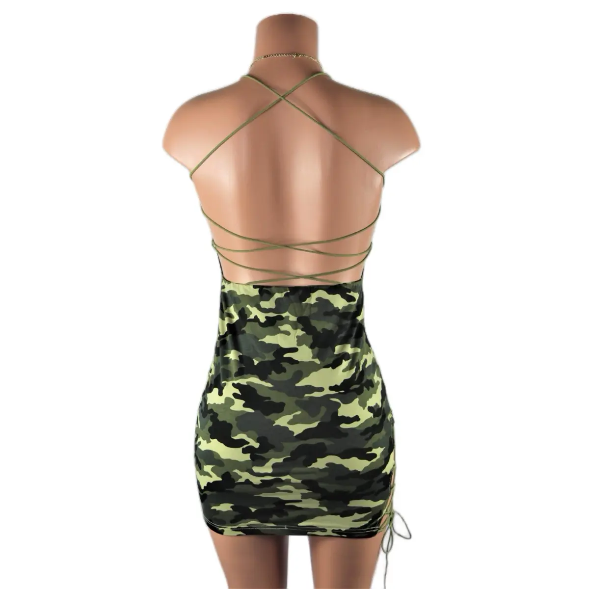 Camo Dress Camouflage Backless Lace Casual Cotton date night Womenswear Spandex