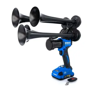 Kobalt Impact Train Air Horn Extreme Pulsefire Edition, 4 Extended Metal Trumpets, 150 dB Output, Wireless Remote Control, Hand-Assembled in USA, Portable, Handheld Train Horn Drill
