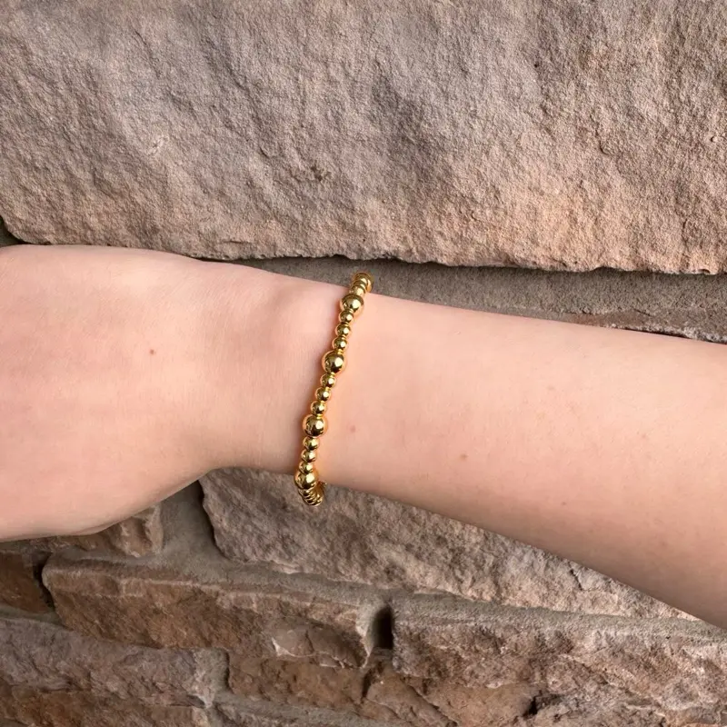 Handmade Gold Stackable  Beaded Bracelet