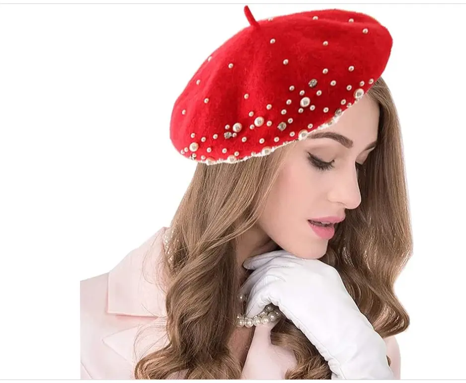 Fashionable French Pearl Wool Beret - Available to ship now