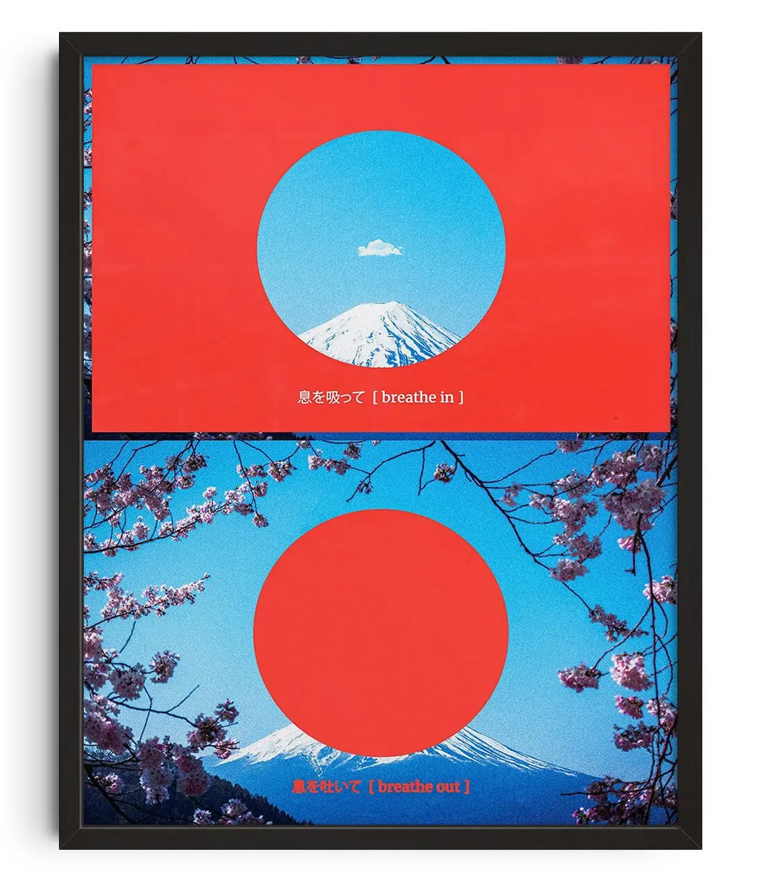Mount Fuji Breathe In Breathe Out Japanese Wall Art Print Poster