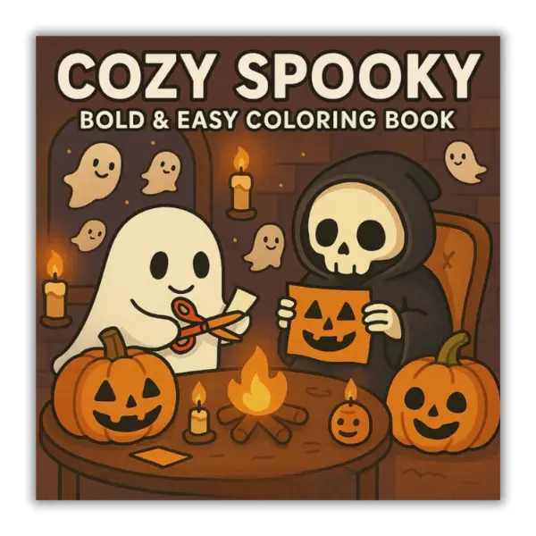 Halloween Fall Gift Cozy Spooky – Bold & Easy Halloween Coloring Book: With Ghosts, Witches & Skeletons for Kids & Adults