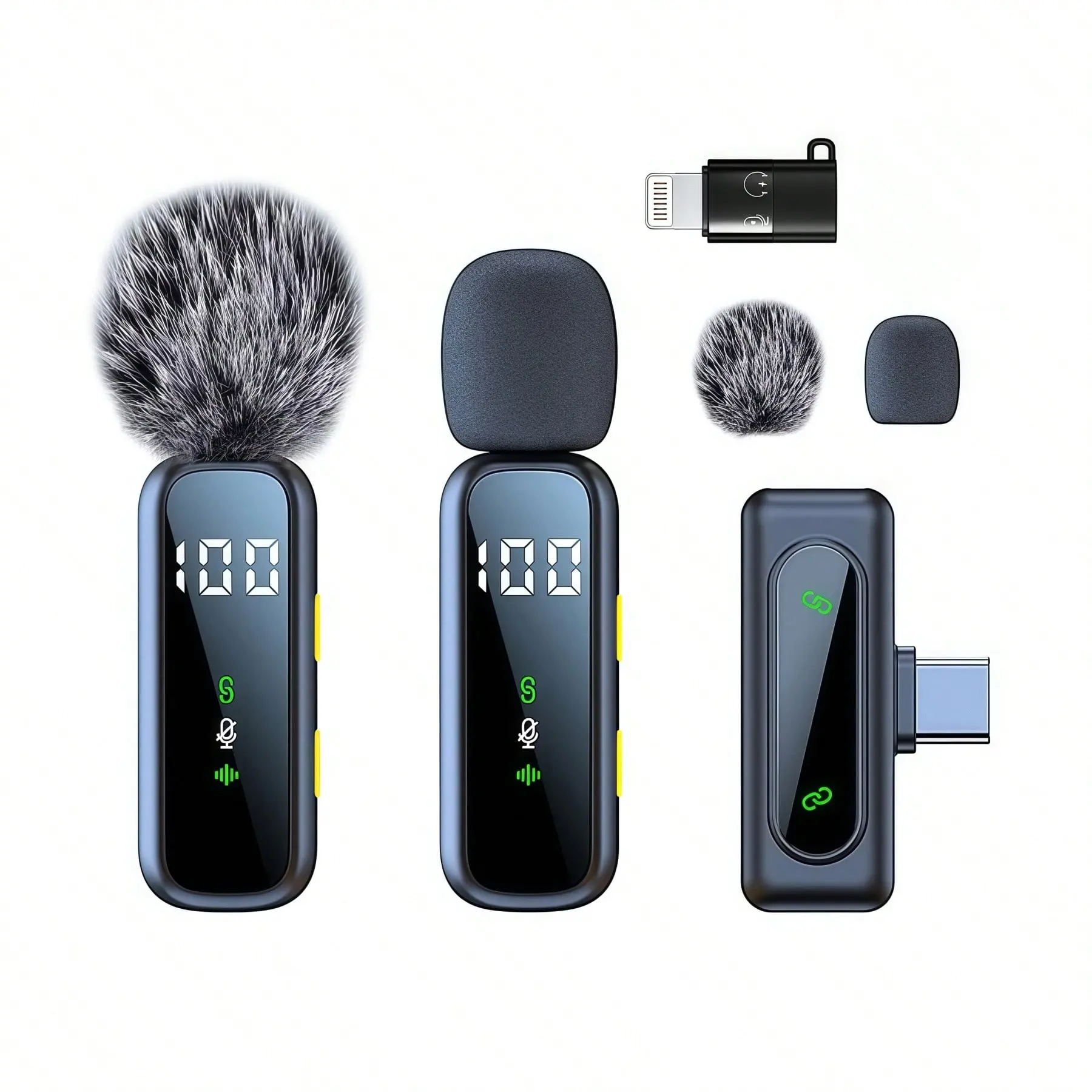 Wireless Mini Lavalier Microphone with Digital Noise Reduction, 8-Hour Continuous Use, Rechargeable Clip-On USB-Type-C Lapel Mic for Audio Recording, Camera Video Vlogging, Plug-and-Play Receiver for iPhone 15/16/17, iPad, Android Smartphones, 8 Hours Con