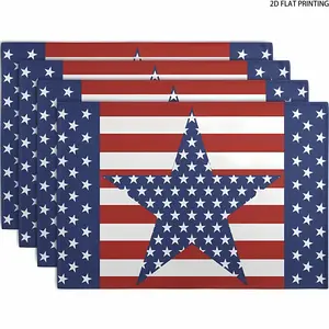 2D flat printing, 2 pieces/4 pieces/6 pieces/8 pieces set, April 7th patriotic striped free constellation placemat, Independence Day commemorative placemat, 12x18 inch red, white and blue star dining table mat, used for home party decoration