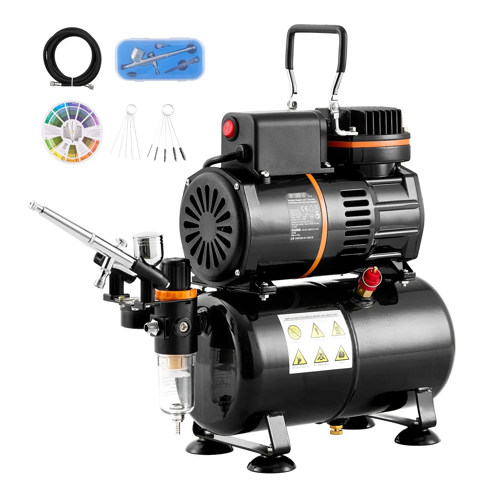 Airbrush Kit with Dual Fan Air Tank Compressor System, 3.5L Storage Tank, 0.3 mm Tip Airbrush, Includes Holder, Color Mixing Wheel, Cleaning Brush Set, Art Nail Cookie Tattoo Supplies for Nail Art, Cake Decorating, Model Painting