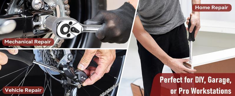 46pcs Car Repair Machinery Tools Set, Household Machinery Tools, Socket Wrench Diy Repair Tool Kit, Ratchet Screwdriver Compatible with Car Repair & Bicycle Repair, Hardware Toolbox Compatible with Auto Repairing & Household, Christmas Gift for Husband