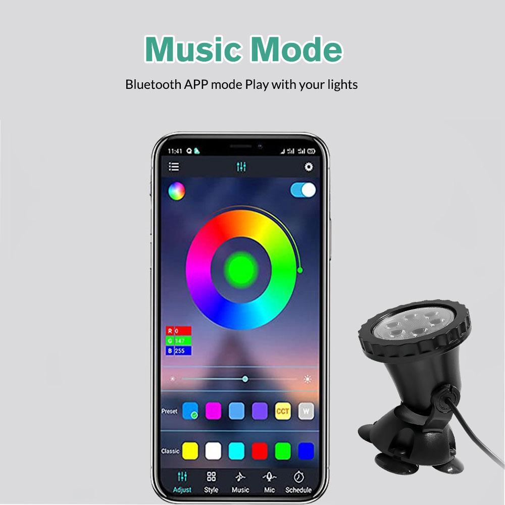 Color Changing Spotlights, Underwater LED Pond Lights, IP68 Waterproof RGB Colored Memory Dimmable Yard Spot Lights for Outdoor Garden Landscape Pond Fountain Waterfall