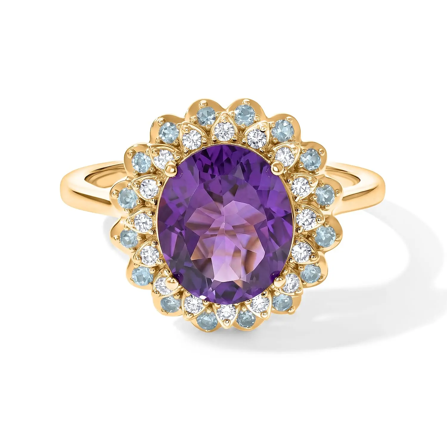 EverTrue African Amethyst and Multi Gemstone 5.00 ctw Ring in 18K YG Plated (Size 11.0)