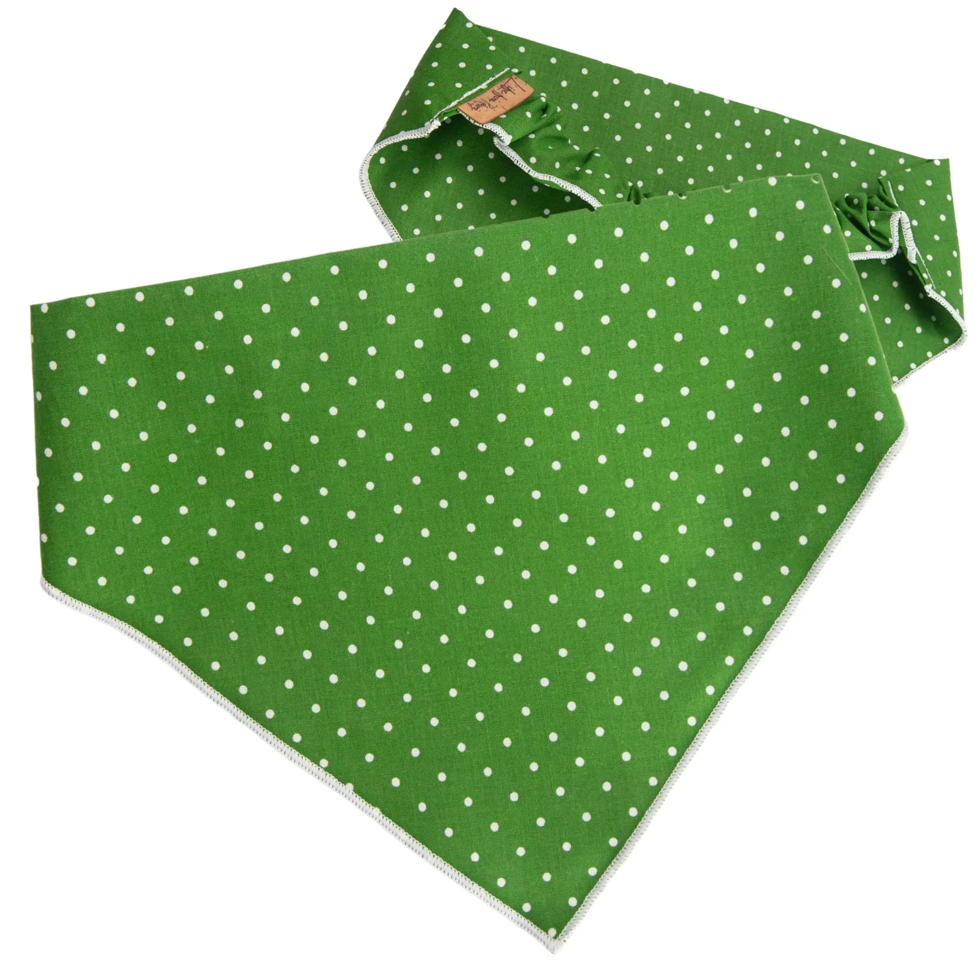 Scrunchie Dog Bandana – Green Polka Dot Embroidered