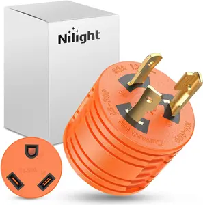 Nilight 30 Amp to 30Amp RV Power Adapter 3Prong Generator Twist Plug L5-30P TT-30R 30A Male 30 A Female Receptacle for Camper Caravan Electrical Converter