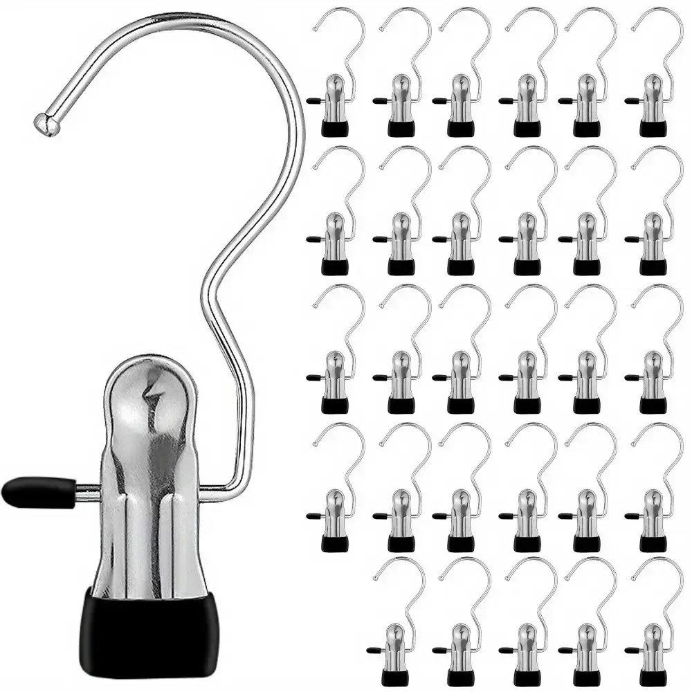 10-Piece Stainless Steel Metal Clip Hangers with Anti-Slip Clips - Windproof Home Organizer for Pants, Boots - Ideal for Home Decor and Clothes Storage