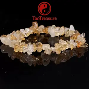 TaoTreasure Natural Crystal Chip Stone Bracelet Five Elements Energy Unique Handmade Elastic Stretch Design for Adults