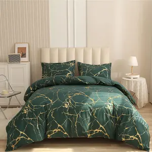 Marble Pattern Duvet Cover Set, 2/3 Counts/set Including 1 Duvet Cover & 1/2 Pillowcase without Filler, Soft Comfortable Bedding Set for Home Bedroom
