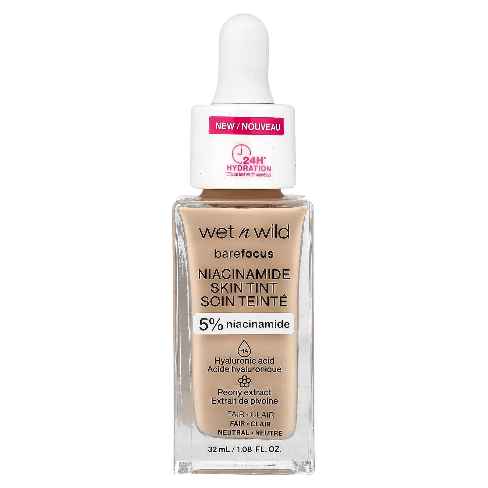 wet n wild Barefocus, Niacinamide Skin Tint, 1116087 Fair, 1.08 fl oz (32 ml)