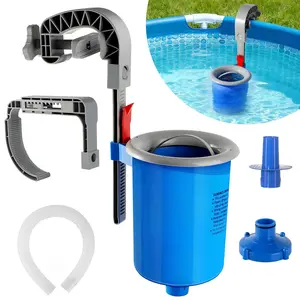 Pool Surface Debris Filter, Adjustable Height Wall Mount Skimmer with Detachable Basket & Skimmer Socks, Universal for Above Ground Inflatable & Frame Swimming Pools