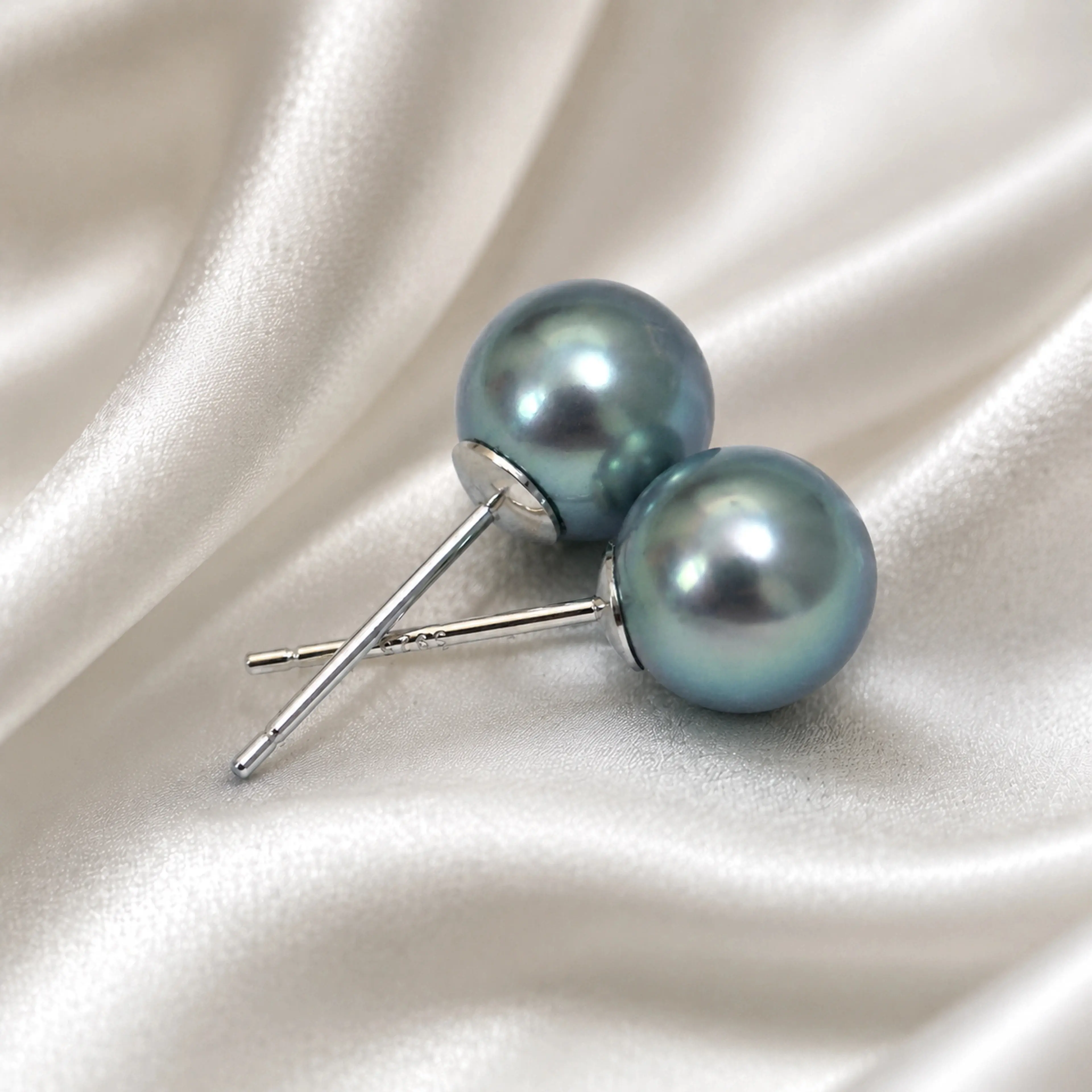 Madama Pearl Earstuds 7-8mm Natural Silver Blue Saltwater Pearls S925 Sterling Silver Stud Earrings Minimalist Round Pearl Fine Jewelry For Women