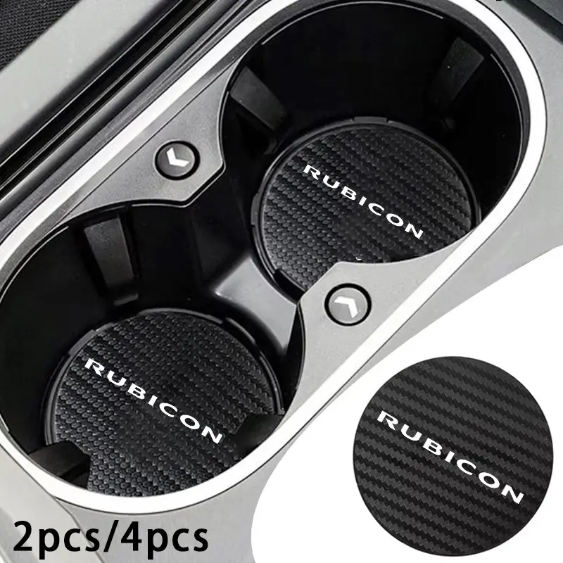 Jeep Rubicon Car Coaster Set, 2pcs or 4pcs Water Cup Cushion, Non-Sponge Rubber Material, Unvulcanized Design, Batch Number A19961208