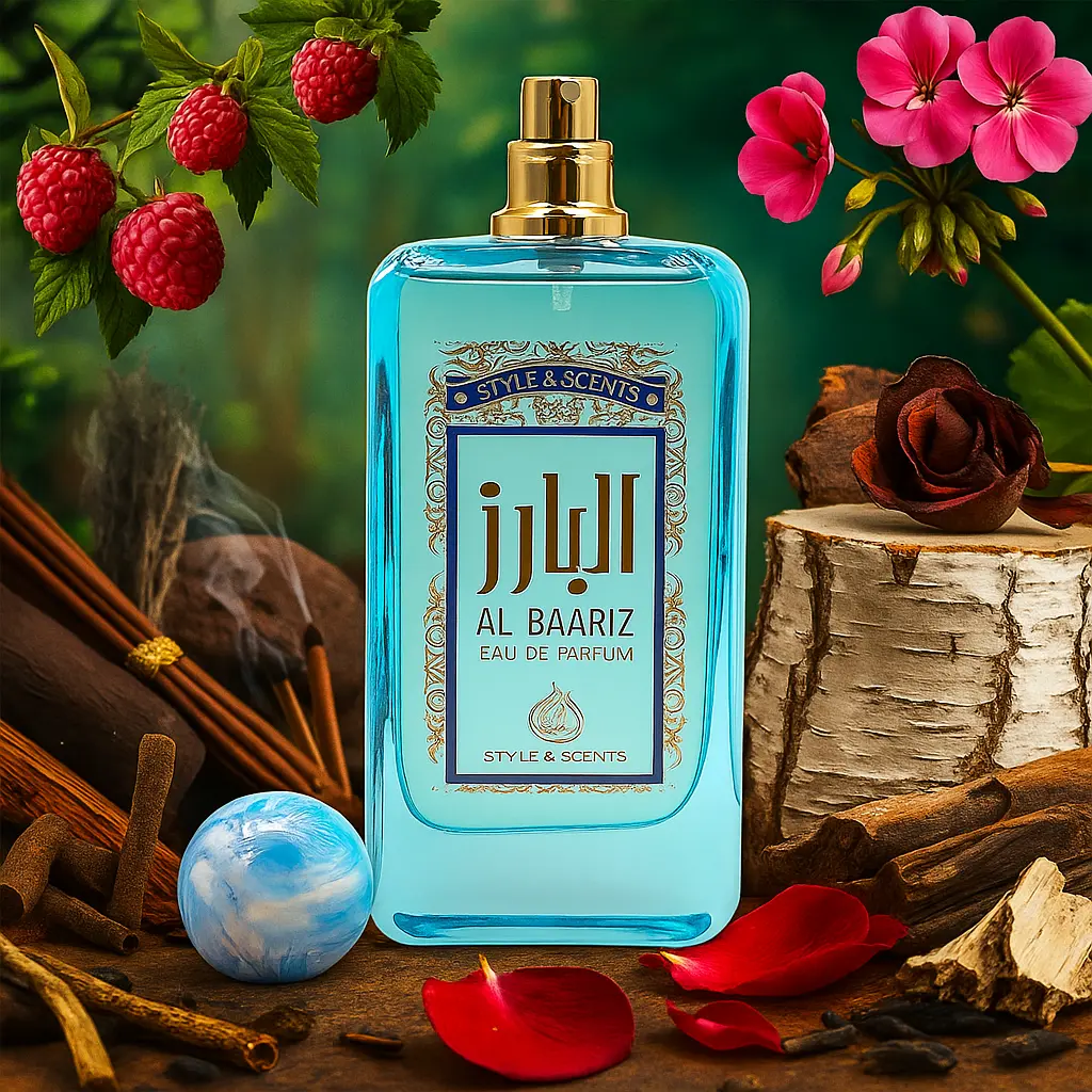AL BAARIZ Eau De Parfum – Unisex Bold Oriental Perfume with Oud, Amber, Rose, Saffron, Geranium & Incense | 100ml Spray, 20% Fragrance Oil, 18-24 Hour Wear  Premium Arabian Fragrance for Unforgettable Elegance & Lasting Presence – Made in UAE (MDO013)