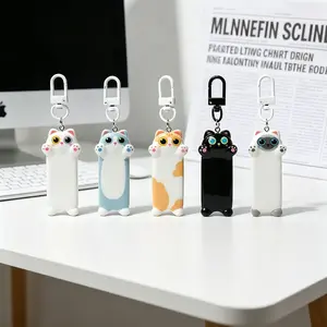 5/10pcs Cartoon Hugging Cat Keychain, Cute Asymmetrical Eye Small Cat Pendant, Student Backpack Charm, Best Friend Couple Gift