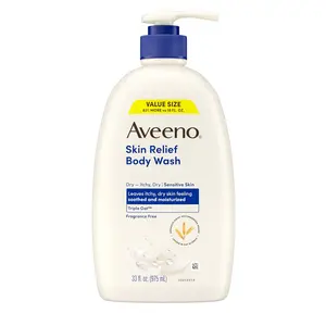 Aveeno Skin Relief Fragrance-Free Body Wash with Triple Oat® Complex, Gentle Daily Cleanser for Sensitive Skin Leaves Itchy, Dry Skin Feeling Soothed & Moisturized, 33 fl. oz