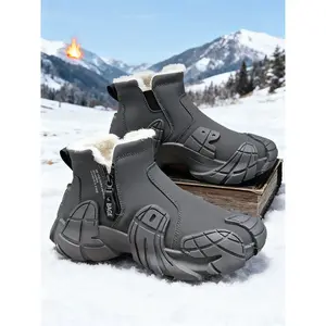 size runs small 1 size,Men's Waterproof Sporty Sneakers, Durable PU Upper & PVC Sole, Above-Ankle Design for Winter Outdoor Activities
