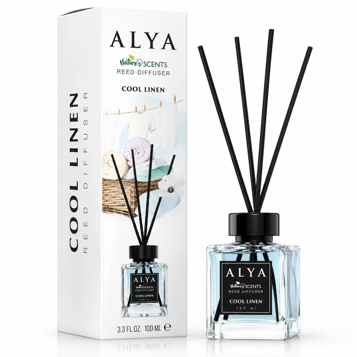 Alya Reed Glass Bottle Aroma Diffuser Air Freshener - Long-Lasting Home Fragrance, Gift Box Included, for Bedroom & Living Room