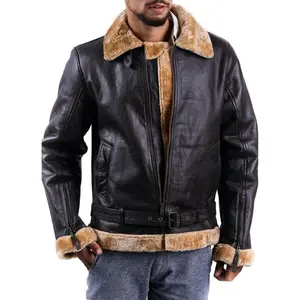 MotorCycleJackets Men's Brown Fur Shearling Leather Jacket