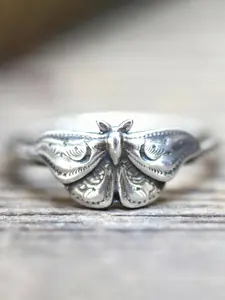 Gothic Dark Punk Moth Ring, Vintage Women's Party Creative Design Ring, Unique Personality Jewelry, Retro Style Accessory, Statement Rings, Metal Rings