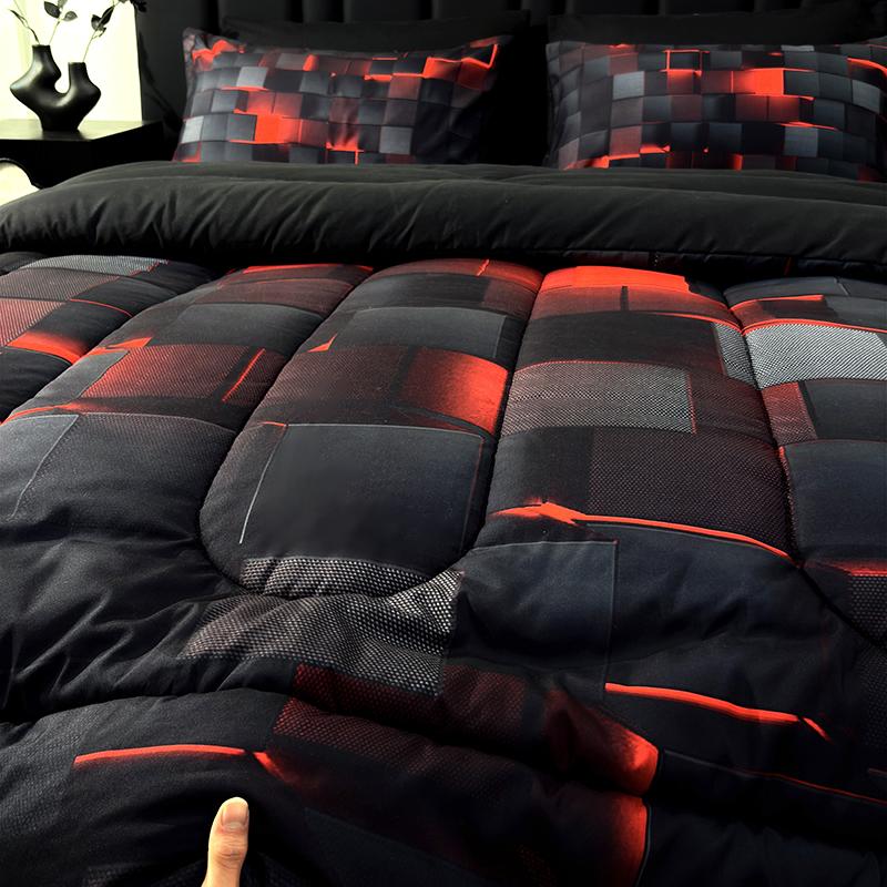 Four Seasons Technology Bedding Set 3 /7 piece quilt set, digital printing, available all year round, a must for avant-garde bedrooms, instantly adding a cyber atmosphere, a modern room quickly refreshed, technology-themed bedding, bedroom decoration,