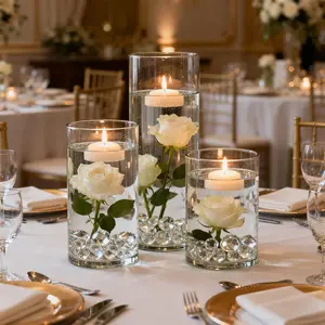 Set of 3 Premium Glass Cylinder Vases – Clear Flower & Candle Vases for Table Centerpieces – 6", 8", 12