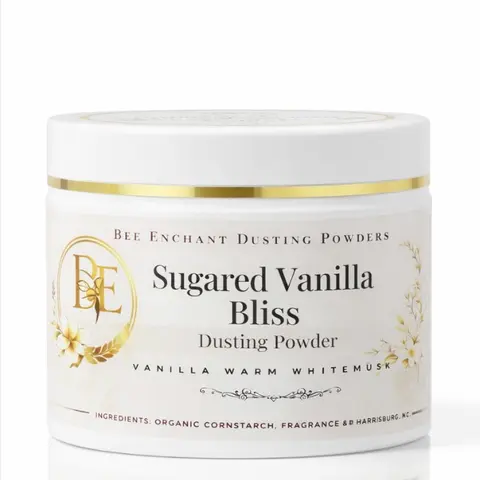 Bee Enchant’s Sugared Vanilla Bliss Body Dusting Perfume Powder- Scented - Finely Milled powder Talc-Free Fragrance Vanilla Daily- Natural Shower Powder Body Care Cosmetic