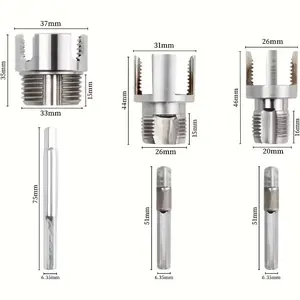 Alloy Pipe Thread Tool Set, 3-Piece Kit for DIY & Professional Plumbing, Compatible with PVC Ppr Mpp Pipes, 1/2'' 3/4'' 1'' Sizes