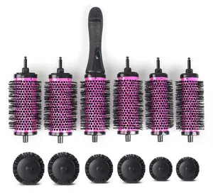 Brush Set with Detachable Barrels Round Styling Tool, 6 Barrels 1 Handle, Small Medium Large Haircare Heatless Lightweight Salon Storage