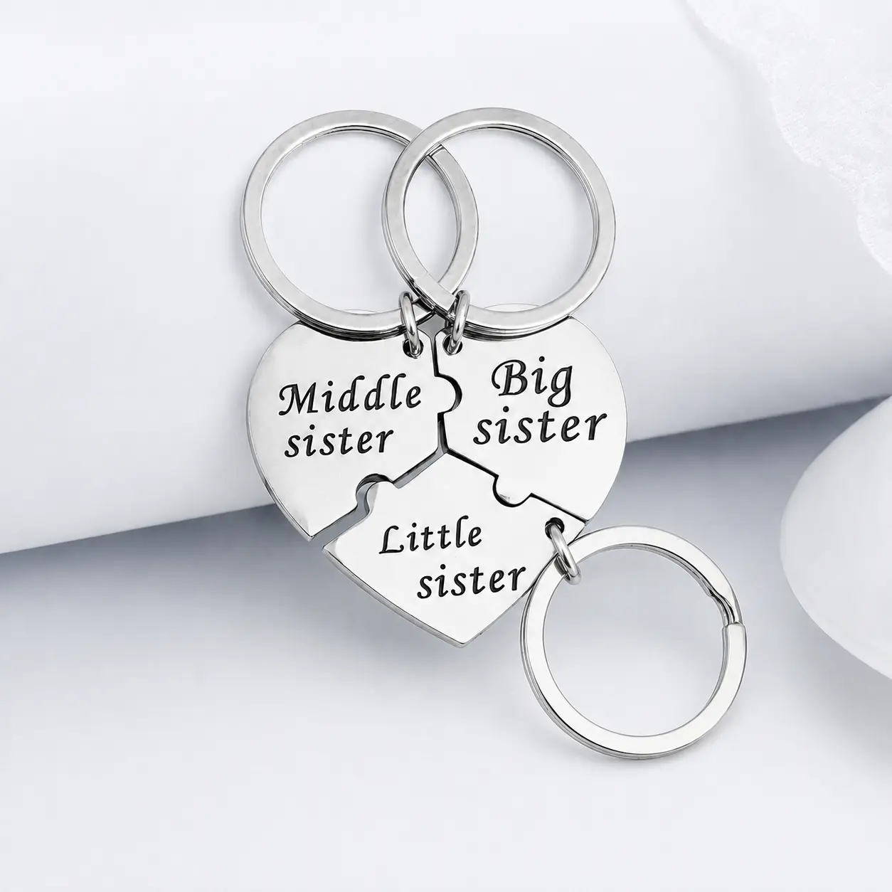 3PCS Matching Sister Keychain Set - Meaningful Sister Gifts from Sisters & Sisters-in-Law | Cute Big Sister & Little Sister Gift for Girls | Perfect Sibling Presents for Birthday, Wedding, Mother's Day & Christmas