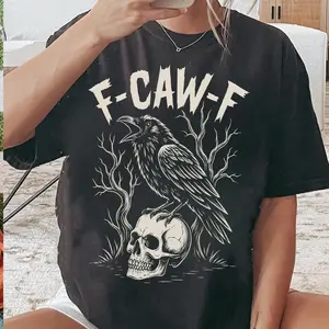 Funny F-Caw-F Gothic Crow T-Shirt, F-Caw-F Raven shirt, Sarcastic Animal Shirt, Gift for Women & Men, Unisex Tee, All size Top,4 Streetwear