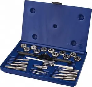 IRWIN Tap & Die Set: 1/8-28 to 1/8-28 Taps, 1/8-28 to 1/8-28 Dies, BSP, Metric Coarse & Metric Fine Carbon Steel, Bright Finish, 1" Hex Dies, 24 Pc 26313