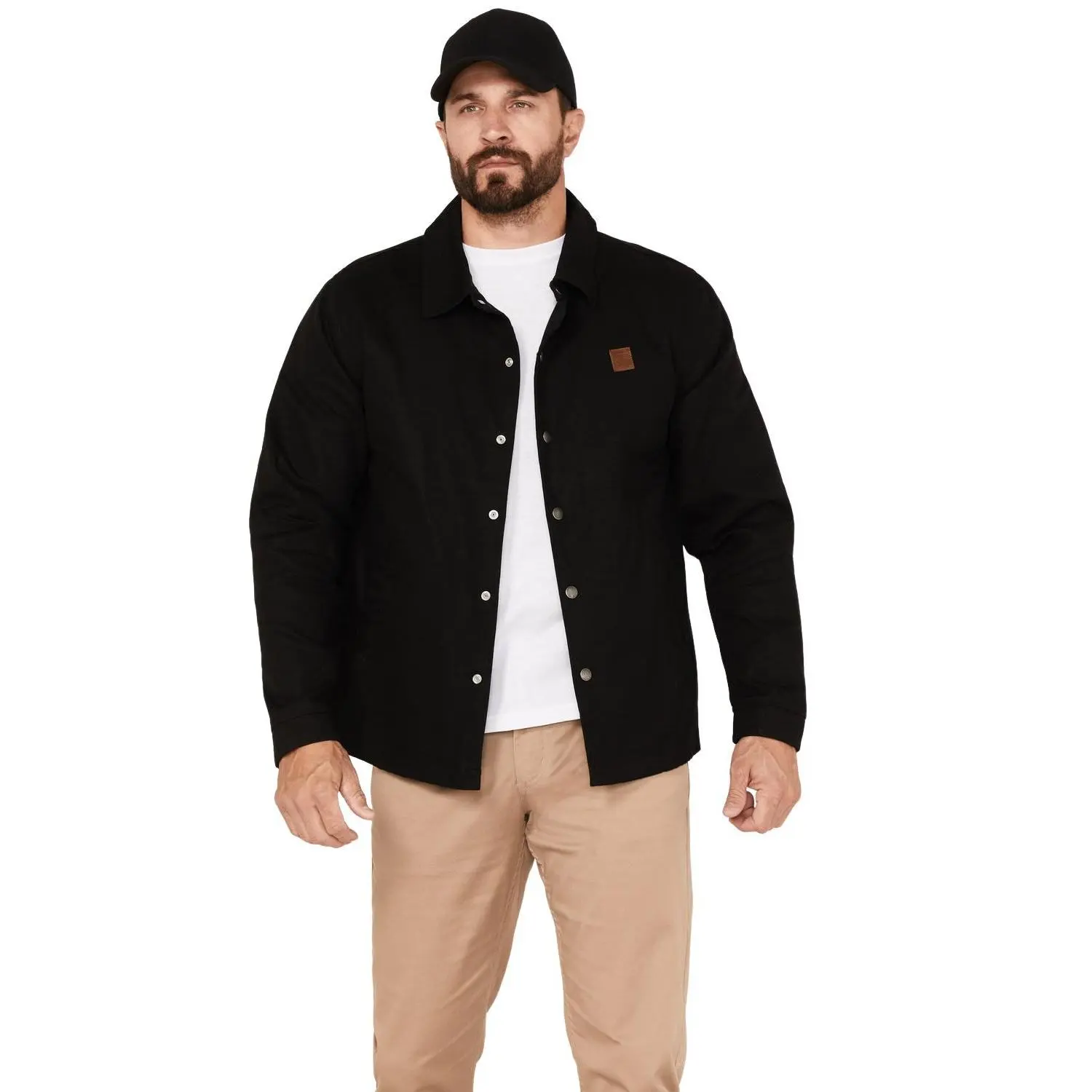 Brixton Men's Beta Coaches Solid Print Wind And Water Repellent Jacket - 03349-Black