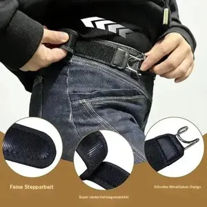 Tactical Metal Waist Belt Set, Elastic Hook Buckle, Unisex Invisible Design, Soft Adjustable Side Straps, Two-Piece Pack