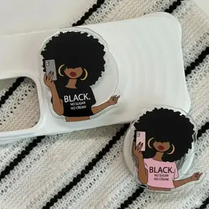 Slay Black Girl Phone Grip, Black No Sugar No Cream Pop Socket, Gift For Her, Phone Accessory, Kindle Holder,