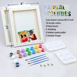 2 Pack Sip and Paint Kit for Adult's Date Night Pre Drawn Canvas for Painting for Adults 8x12 Pre Drawn Canvas Paint Night Kit for Adults tiktokshopspringglowup